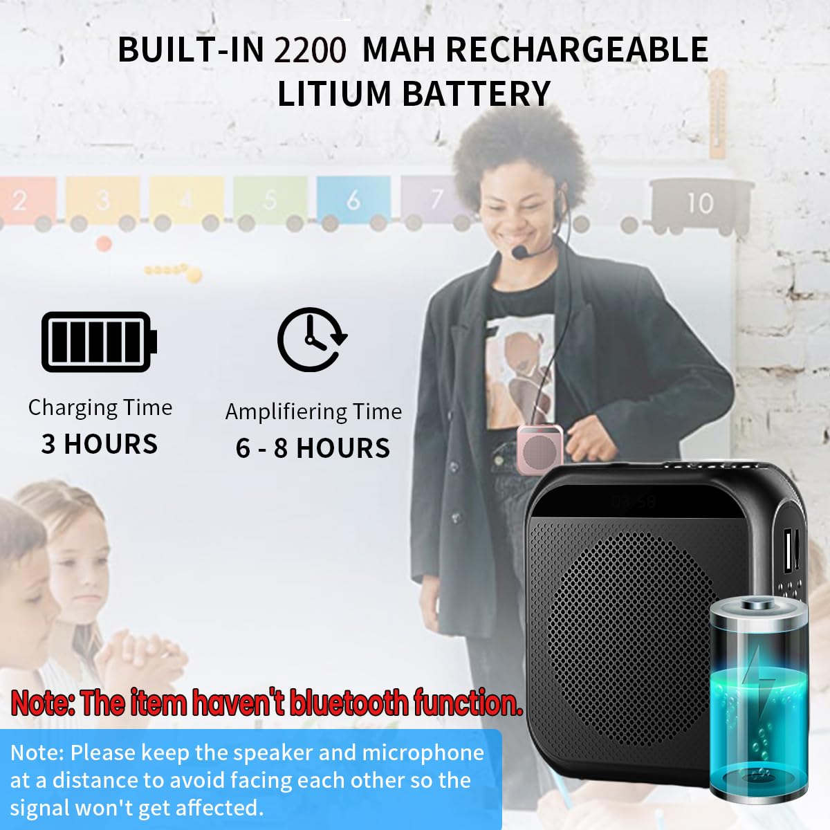 ZORBES Voice Amplifier for Teachers - Microphone Headset Set 2200 mAh, with Headset Microphone Support TF Card/U Flash Disk, Portable Voice Amplifier for Teachers, Tour Guide, Coach, Speaker (Black) ZORBES Voice Amplifier for Teachers - Microphone Headset Set 2200 mAh, with Headset Microphone Support TF Card/U Flash Disk, Portable Voice Amplifier for Teachers, Tour Guide, Coach, Speaker (Black)